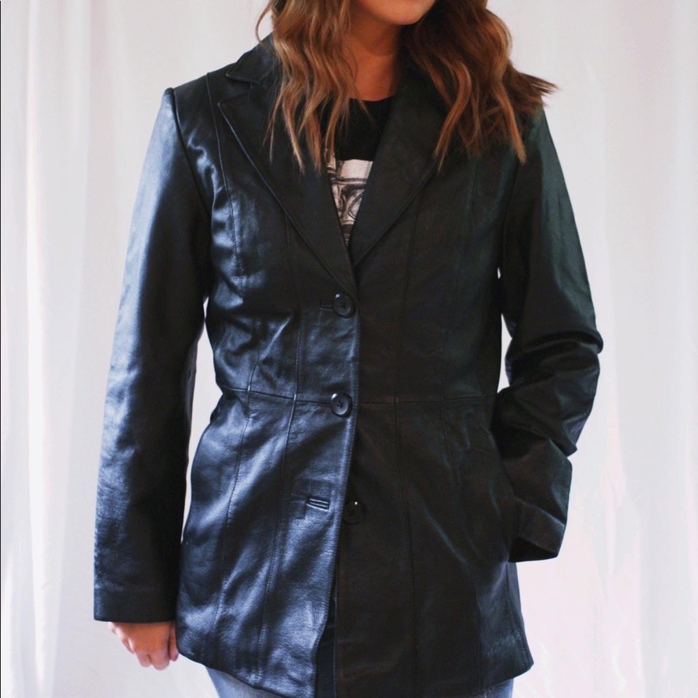 Black pleather jacket - size small
